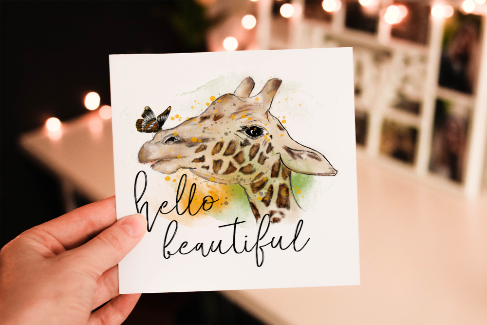 Giraffe Birthday Card, Card for Birthday, Greetings Card